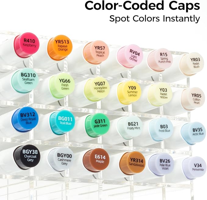 Ohuhu Brush Markers Honolulu Plus: 24-color Supreme Brush& Chisel Dual Tips Alcohol-based Art Marker Set for Artist Adult Coloring Book Illustrations- Refillable
