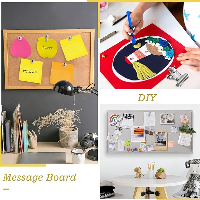 310 Pcs Silver Push Pins Set, Thumb Tacks Decorative Push Pins for Cork Board with Push Pin Hook Pushpin Clip 5 Style Office Accessories for Cork Board Map Office (Silver)