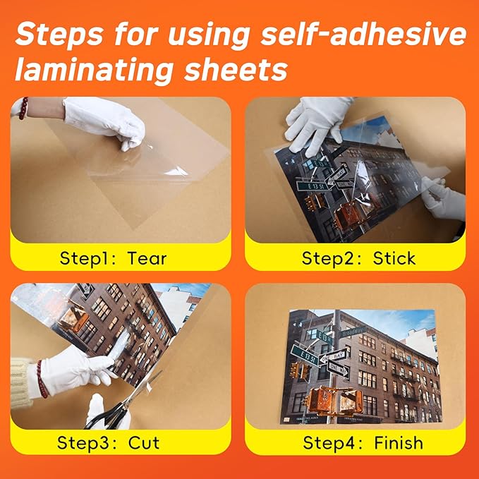 Thicker Self Adhesive Laminating Sheets,60 PCS 8.5 x 11 Self Sealing Laminate Sheets Lettter Size No Machine No Heat 4mil Clear Laminating Sheets for Protecting Documents, Photos