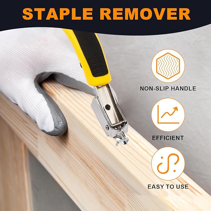 1PCS Staple Remover, Staple Puller Tool, Upholstery and Construction Heavy Duty Staple Remover, Strength Staple Puller Removing All Kinds of Staples(Yellow)
