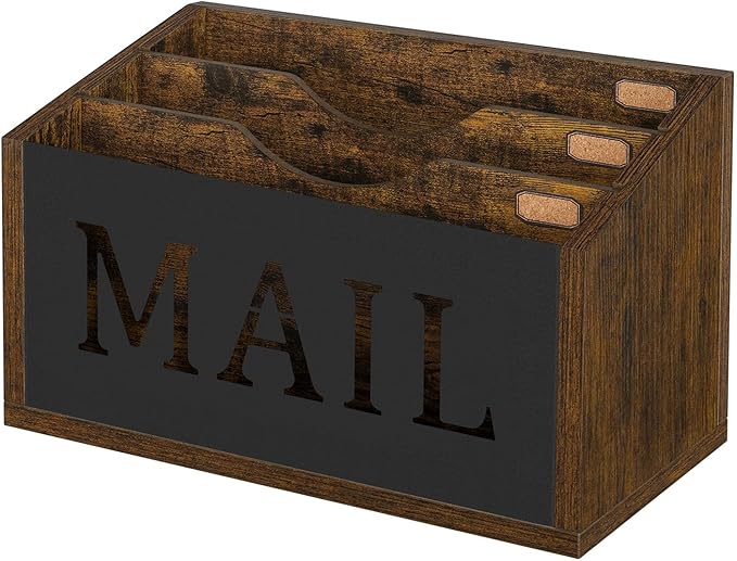 YINMIT Mail Organizer Countertop, Mail Holder with 3 Compartments, Mail Holder Sorter for Desk, Mail Organizer Wall Mounted, Countertop Desk Office Accessories Organizer for File Paper Folder