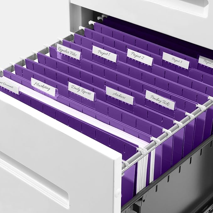 SUNEE 25 Pack Hanging File Folders, Purple Folders, Hanging File Folders Letter Size with 1/5-cut Tabs, Stay Organized for Your Home and Office Bulk File and Documents