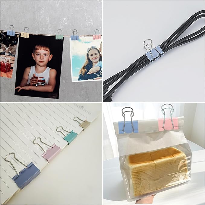 106 Pcs Black Binder Clips Paper Clamps Kit Assorted Sizes Large, Medium, Small,X Small for Paper Clips Office, School and Home