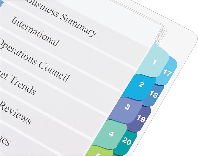 Avery Double Column Dividers for 3 Ring Binders, 32 Tabs per Set, Customizable Table of Contents, Multicolor Tabs, Great for Organizing Reports, Projects, and More (11322)