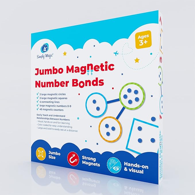 75 PCS Magnetic Number Bonds Set - Magnetic Numbers for Whiteboard, Number Bonds Game, Number Line Magnets, Math Aids Accessories Supplies for Classroom, Kindergarten Math Manipulatives - Simply Magic