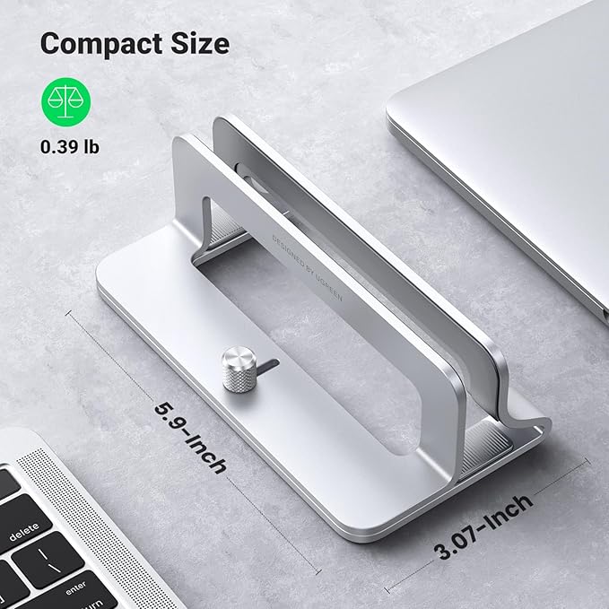 UGREEN Vertical Laptop Stand Holder for Desk Bundle, Gray and Silver