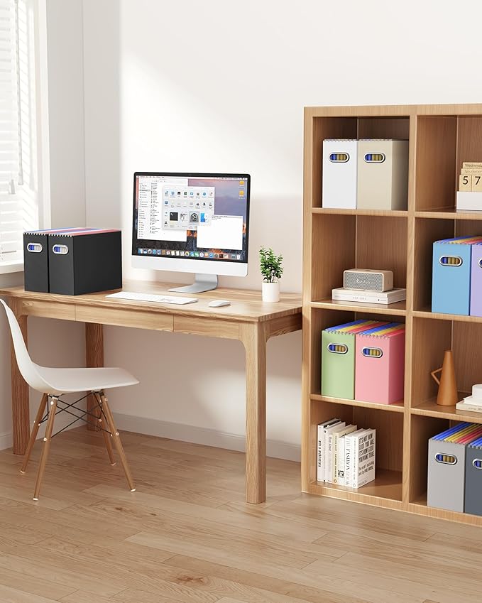 Oterri Cardboard File Organizer Box for Hanging File Folders Letter Size,File Box for Computer Desk,File Cabinet,Working Home,Office,Classroom (Black, Letter Size - 8 Packs)