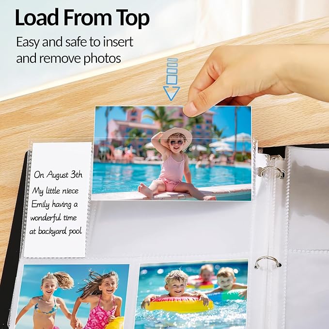 35-Pack 4x6 Clear Photo Sleeves for 3 Ring Binder - 210 Photo Acid Free Plastic Archival Protector Refill Pages for 8.5x11