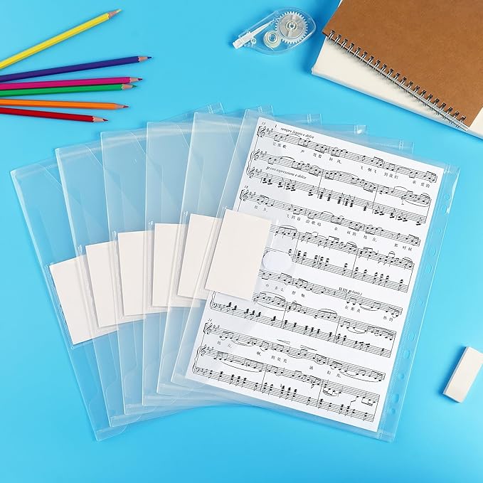 Tamaki 6 Pack Binder Pocket Organizer Binder Folders for 11 Ring, Letter Size, Poly Binder Pockets with Closure for School Supplies, Clear