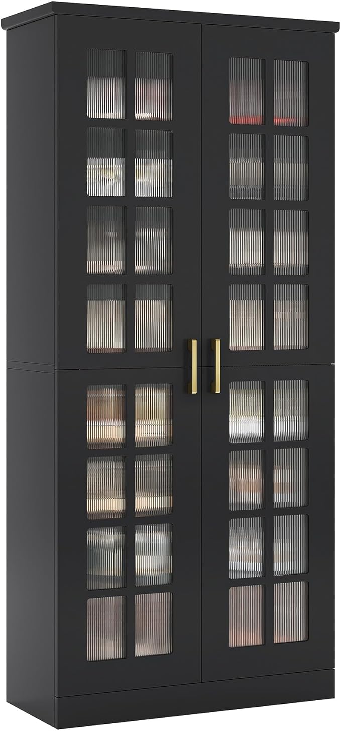 Tribesigns Tall Shoe Cabinet with Doors, 8-Tier Shoe Storage with Adjustable Shelves, Modern Shoe Organizer Shoe Rack Cabinet for Entryway, Hallway, Closet, Living Room, Black