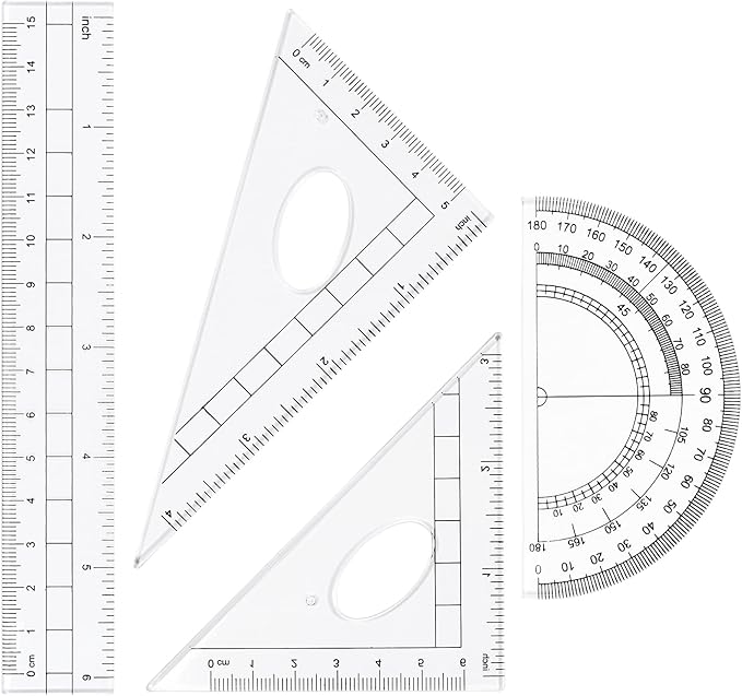 10 Pieces Math Geometry Kit Set Student Supplies with Shatterproof Storage Box,Includes Rulers,Protractor,Compass,Eraser,Pencil Sharpener,Lead Refills,Pencil,for School and Drawings(Red)