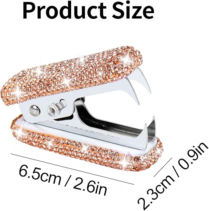 Multibey Arylic Staples Remover, Rhinestone Handmade Crystal Staple Removal Tool Staple Puller Metal Jaws Stationery, Dazzling Bling Office Desk Accessory for Office School and Home (Champagne Gold)