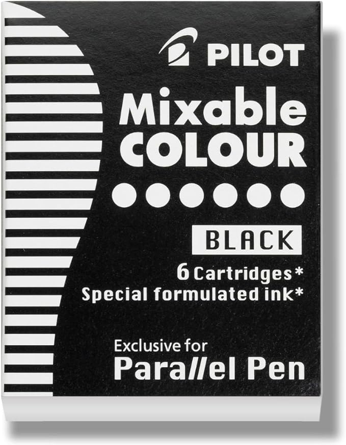 PILOT Parallel Mixable Color Ink Refills for Calligraphy Pens, Black Ink, 6-Pack (77305)