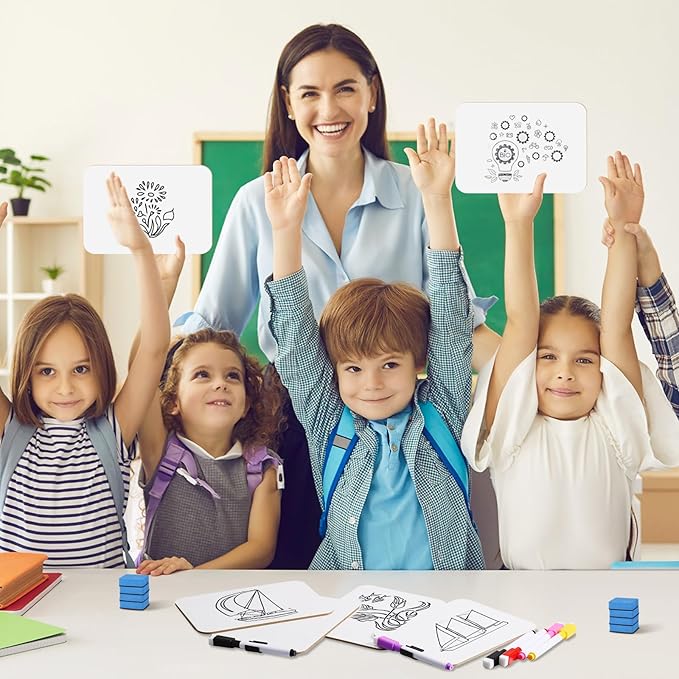 36 Sets Small Whiteboard Dry Erase Boards 5" x7'' Mini Double Sided Dry Erase Lap Boards with Markers Erasers Pen Holders Personal Whiteboards for Students Classroom Teacher