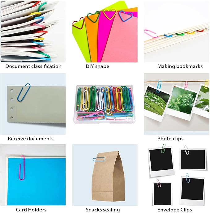 Paper Clips, 100Pcs 2 Inch Large Paperclips, Assorted Colored Coated Jumbo Reusable Big Paperclips, Large Colored Paper Clips for Office School Document Organizing