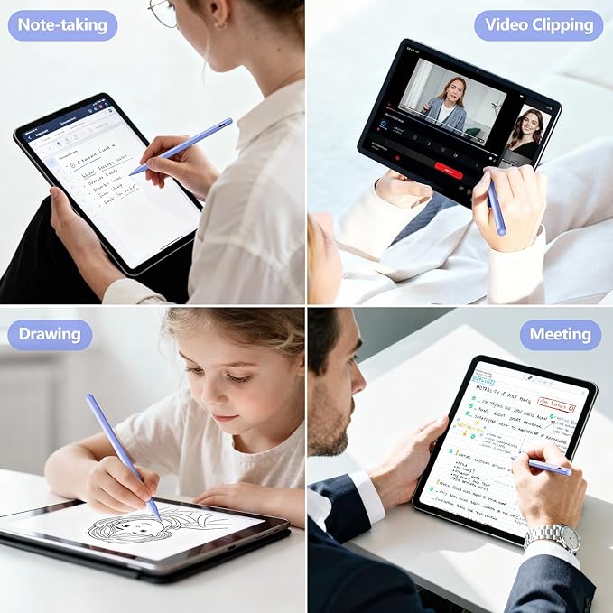 Stylus Pen for iPad 6th-11th Generation-2X Fast Charge Active Pencil Compatible with 2018-2025 Apple iPad Pro 11"/12.9"/M4, iPad Air 3/4/5/M2/M3,iPad mini 5/6 Gen-Purple