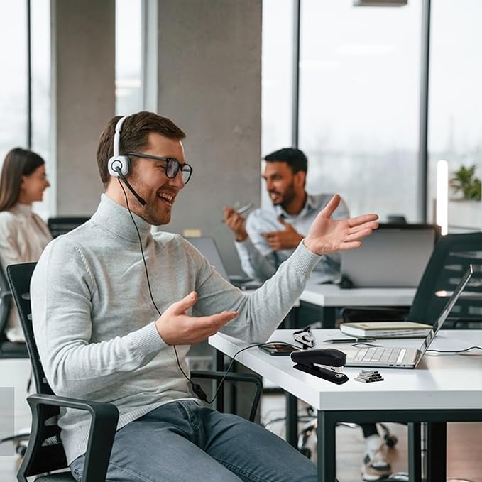 2 Pack Black Office Stapler, 25-Sheet Capacity with 4000 Staples and 2 Staple Removers, Desktop Stapler, Black Office Supplies for Students and Office Clerks