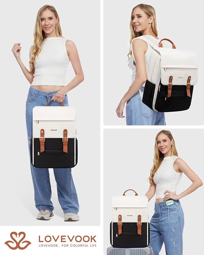 LOVEVOOK Laptop Backpack for Women Vintage Travel Backpack Purse Airline Approved 15.6 Inch Large Computer Backpack Fashion Teacher Nurse Bag for Work Business College