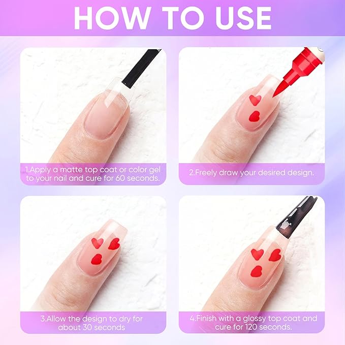 12 Colors Nail Art Pens Set, Nail Art Markers for 3D Nail Art, Nail Art Pens for Painting Nails Art Marker Drawing Painting Liner, Nail Polish Pens for DIY Nail Art Beauty Adorn Manicure Tools