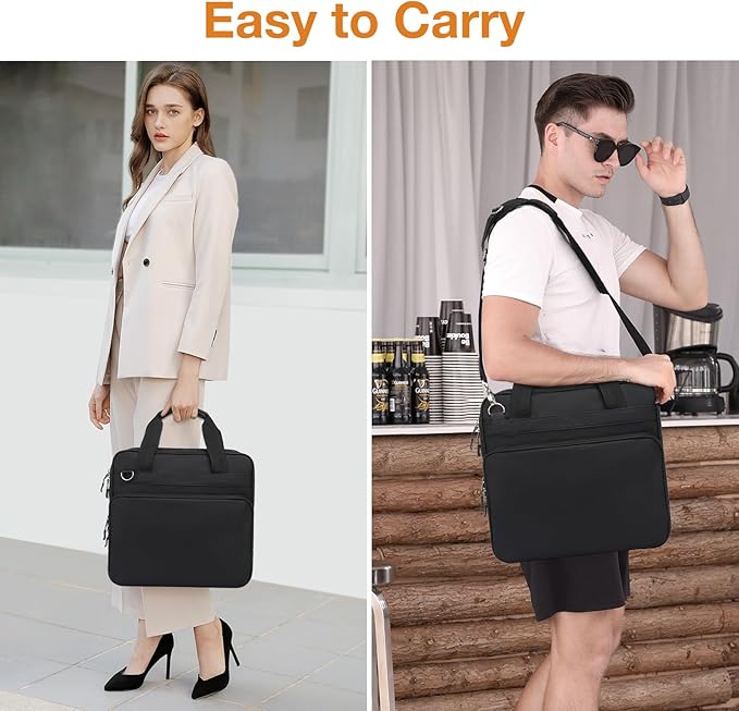 MOSISO 3 Ring Zipper Binder, 2 inch O-Ring Binder Organizer 500 Sheets Capacity Multiple Pockets Bag for Office with Handle & Shoulder Strap Compatible with 13 inch Laptop/Tablet, Black