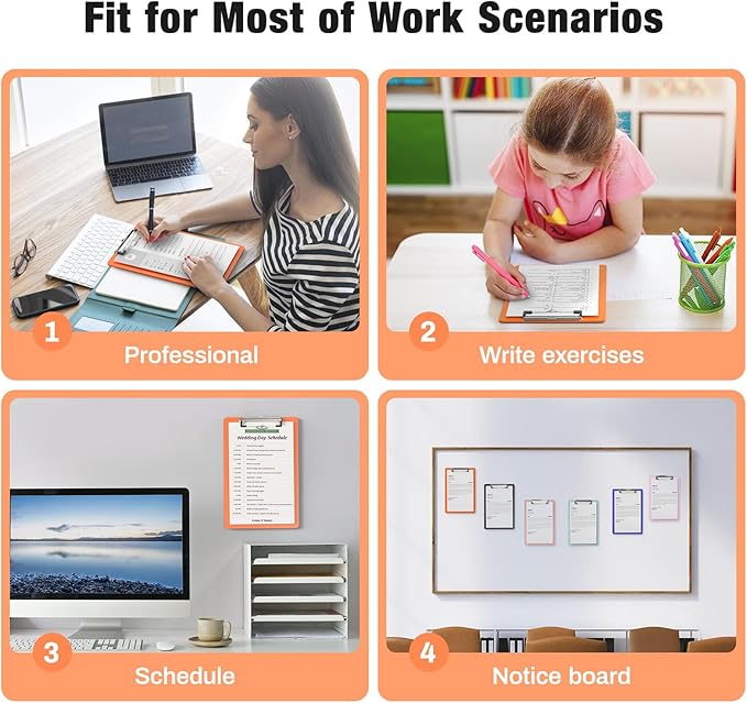 2 Pack Small Clipboards, A5 Plastic Mini Orange Clip Board for Classroom, Students, Kid, Size 6" x 9" with Low Profile Clip, Office & School Supply