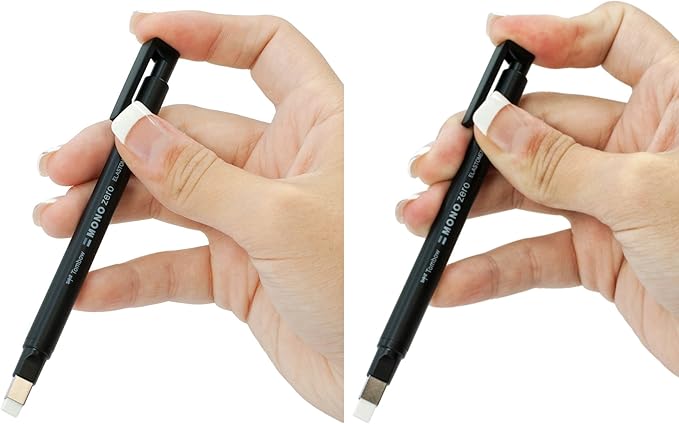 Tombow Mono Zero Eraser and Refill Value Pack, Round 2.3mm. Precision Tip Pen-Style Eraser with Refill, Black & 57317 Mono Zero Eraser Value Pack, Rectangle 2.5 mm. Precision Tip Eraser with Refills