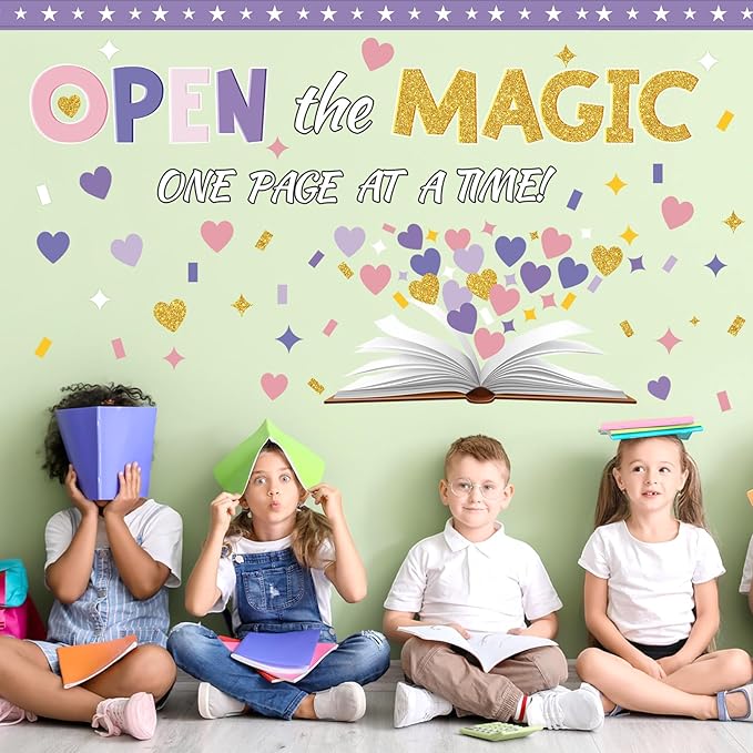 Epakh Magic Themed Bulletin Board Classroom Decorations Set Reading Bulletin Board Decor Cutouts Wall Door Decor for Back to School Library Kindergarten Preschool Elementary Middle School