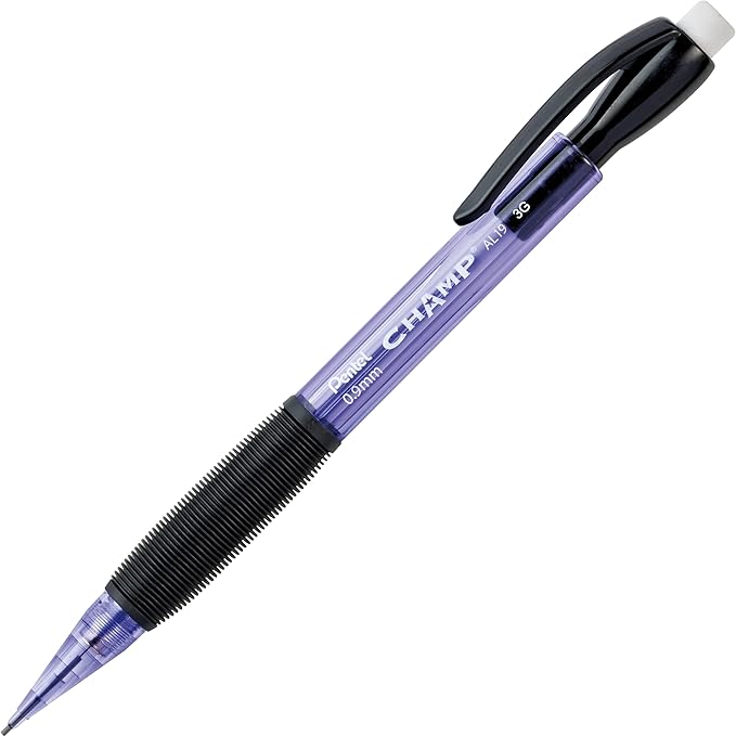 Pentel Champ Mechanical Pencil, (0.9mm), Tinted Violet Barrel, Box of 12 (AL19V)