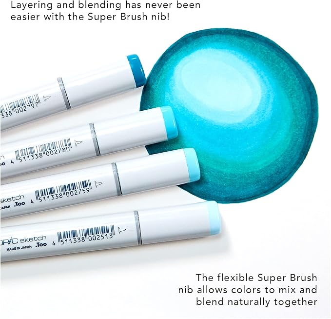 Copic Sketch Alcohol Markers, 6 Color Dual Tip Art Marker Set – Blendable Brush Tips for Drawing, Sketching, and Illustration – Professional Set for Adults/Teen Artists & Creators - Bold Primaries
