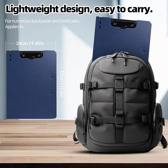 Clipboard Folder, A4 Foldable Clipboard with Horizontal and Vertical Double Metal Clips, 360 Degree Foldable Binder Clipboards with Pen Holder, File Cover Work Folder Clipboards, Blue