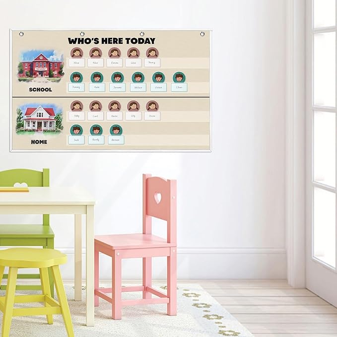 Attendance Pocket Chart for Classroom, Durable Classroom Management Pocket Chart 36 People Cards Included, Helping Hands Pocket Chart for Preschool Sunday School Kindergarten Daycare (Attendance)