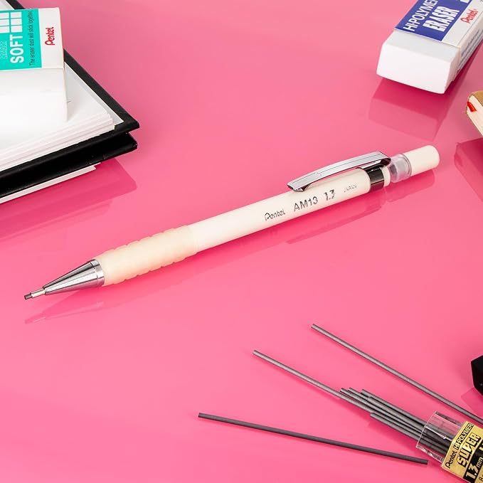 Pentel Sharp 1.3 Mechanical Pencil, (1.3mm), Extra Thick Line, Includes Refill Lead, Writing/Office/Test-Taking Pencil, Pastel Off-White Barrel (AM13LBPW)