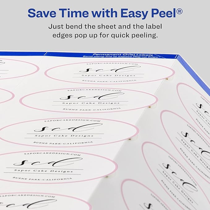 Avery Printable Blank Oval Labels, 2" x 3-1/3", Glossy White, 80 Customizable Labels (22820)