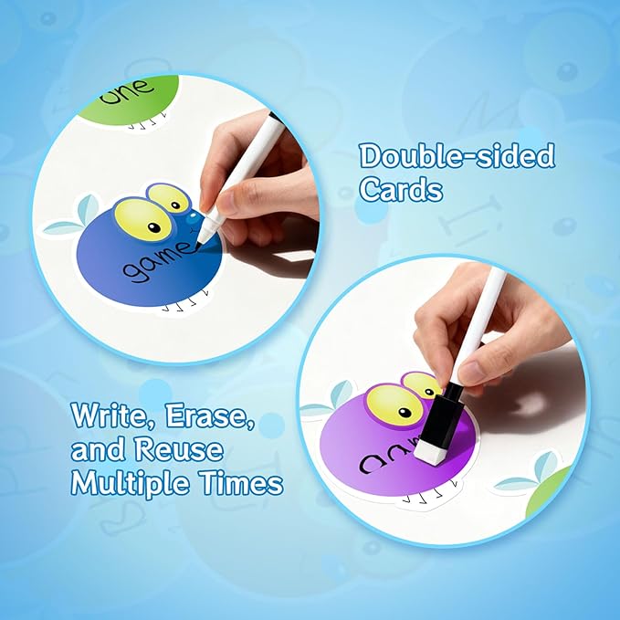28 Fly Cards,4 Fly Swatter, Fly Swatting Games, Sight Words Games, Math Game for Kids, Blank Cards,Erasable, Card 4 Inch