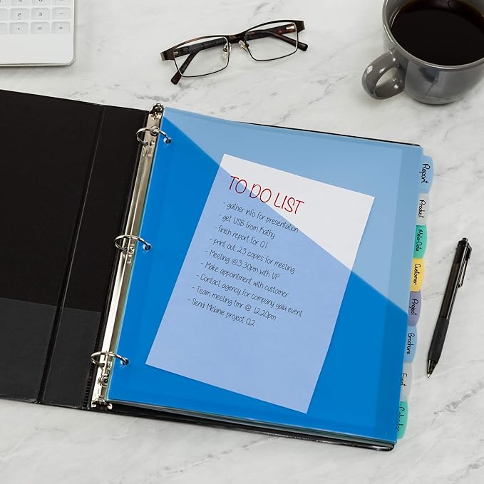 Avery Write & Erase Pocket Plastic Dividers for 3 Ring Binders, 8-Tab Sets, Multicolor, Tabs Viewable Beyond Sheet Protectors, 24 Sets (16177)