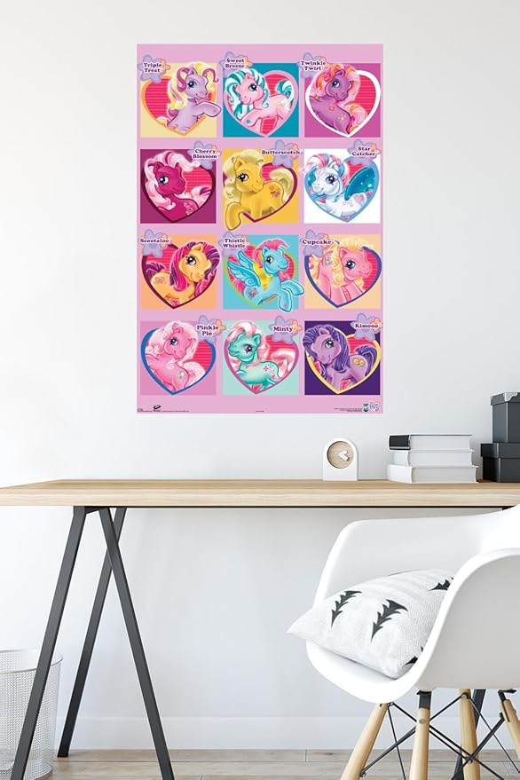 Trends International Hasbro My Little Pony - Chart Wall Poster, 22.375" x 34", Premium Poster & Mount Bundle