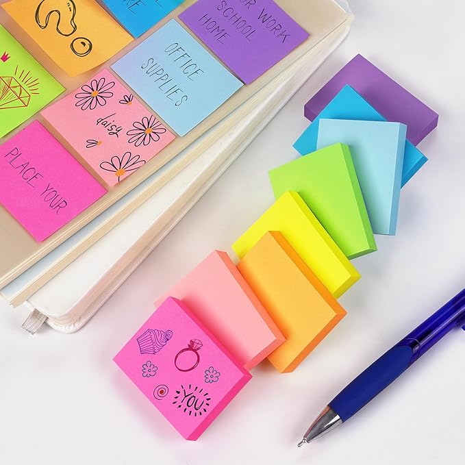 24 Pads Sticky Notes 1.5x2 inch Bright Colors Self-Stick Pads Total 1920 Sheets