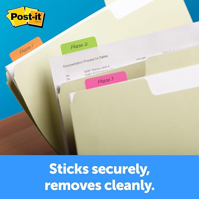 Post-it Tabs, 2 inches, Solid White, On-The-Go Dispenser, 50 Tabs per Pack (686F-50WH) | 2 Pack