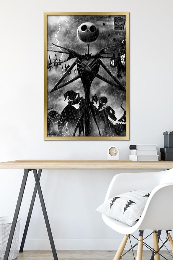 Trends International Disney Tim Burton's The Nightmare Before Christmas - Shadows Wall Poster, 34L x 22.4W, Gold Framed Version