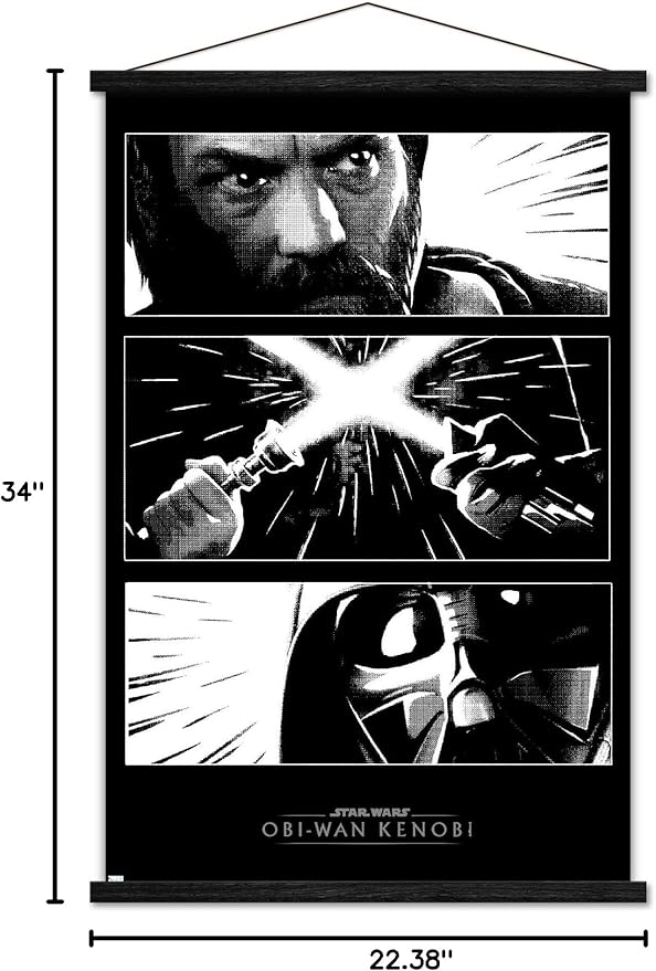 Trends International Star Wars: Obi-Wan Kenobi - Panels Wall Poster, 22.375" x 34", Premium Print and Black Hanger Bundle