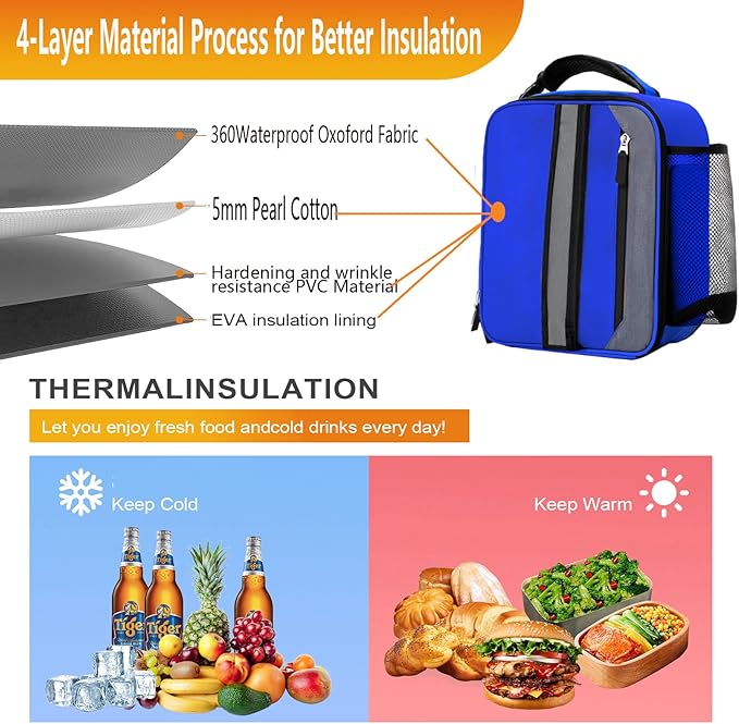 Lunch Box Insulated Lunch bag for Men Teen Kids Boys Adult Portable Stylish Small Lunchbox Special Design for Working Office school Picnic
