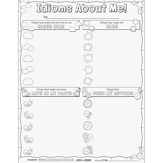 Really Good Stuff Ready-to-Decorate Idioms About Me Posters - 24 Posters - 22" by 17"