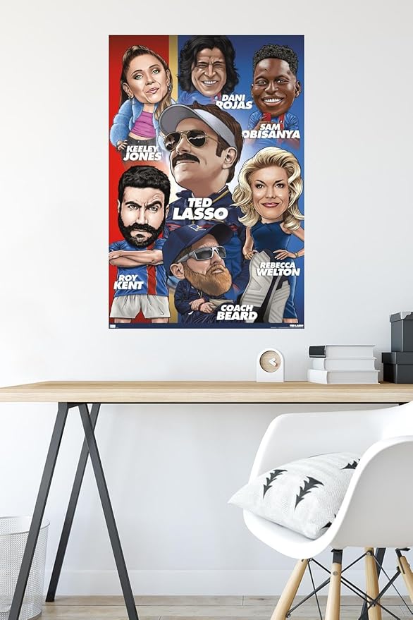 Ted Lasso - Character Grid Wall Poster, 34L" x 22.4W", Premium Poster & Mount Bundle
