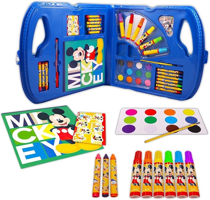 Disney Mickey Mouse Art Set for Kids - 40 Piece Bundle with Mickey Mouse Art Pad, Coloring Utensils, Brushes, Stickers, and More | Arts and Crafts Supplies for Boys and Girls