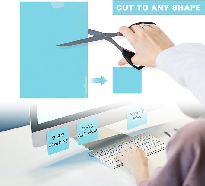 Dry Erase Board Sticker- Whiteboard Stickers-8.3''x11.7'' Removable Dry Erase Sheets- Fridge Dry Erase Paper for Wall/Desk/Refrigerator/Door/Locker/Home/Office/Classroom (Blue-2Pcs)