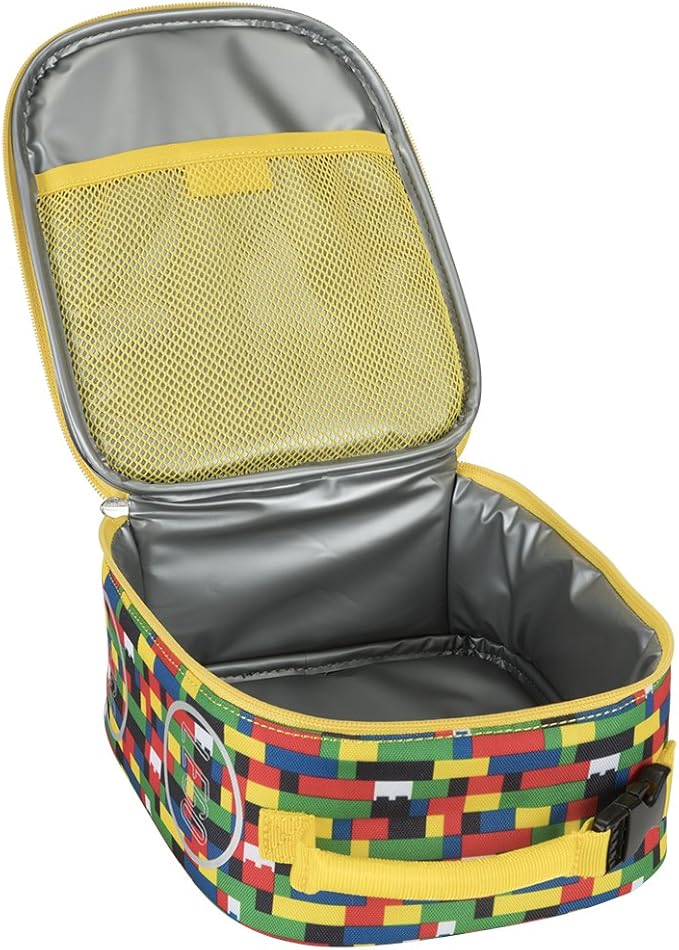 LEGO Kids Heritage Classic Lunch Box, Insulated Soft Reusable Lunch Bag Meal Container for Boys and Girls, Perfect for School or Travel, Meal Tote Keeps Food and Drinks Cold with Buckle, Brick Wall