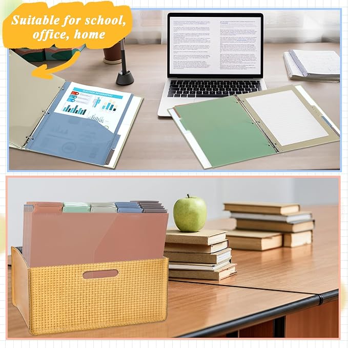 5 Sets 5 Tab Binder Dividers with Pockets for 3 Ring Plastic Binders 8.5 x 11 Inches 3 Hole Punched Page Dividers Sturdy Colorful Dividers for Office School Business Home Organizer (Boho Color)
