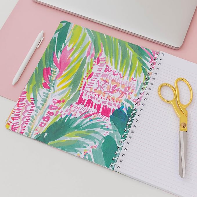 Lilly Pulitzer Large Hardcover Spiral Notebook, 11" x 9.5" with 160 College Ruled Pages, Flamenco Beach