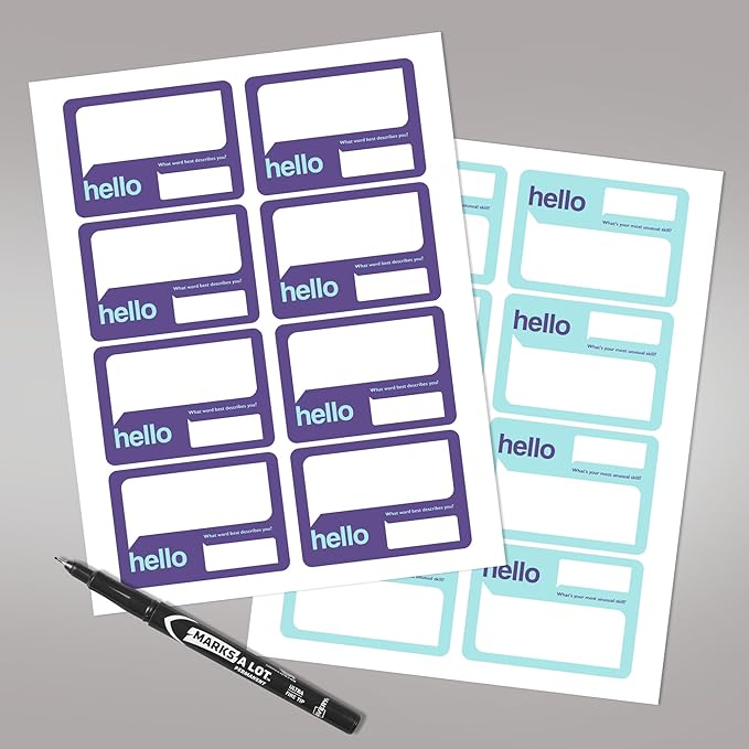 Avery Premium Event Name Tags, Ice Breaker Questions, No Lift No Curl, 80 Handwriteable Name Stickers
