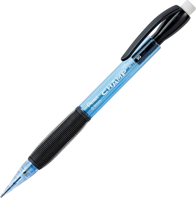 Pentel CHAMP Mechanical Pencil, (0.9mm), Tinted Blue Barrel, 12 Pack (AL19C)